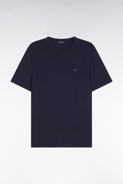 Short-sleeved black lyocell and cotton T-shirt, regular fit - Image 2