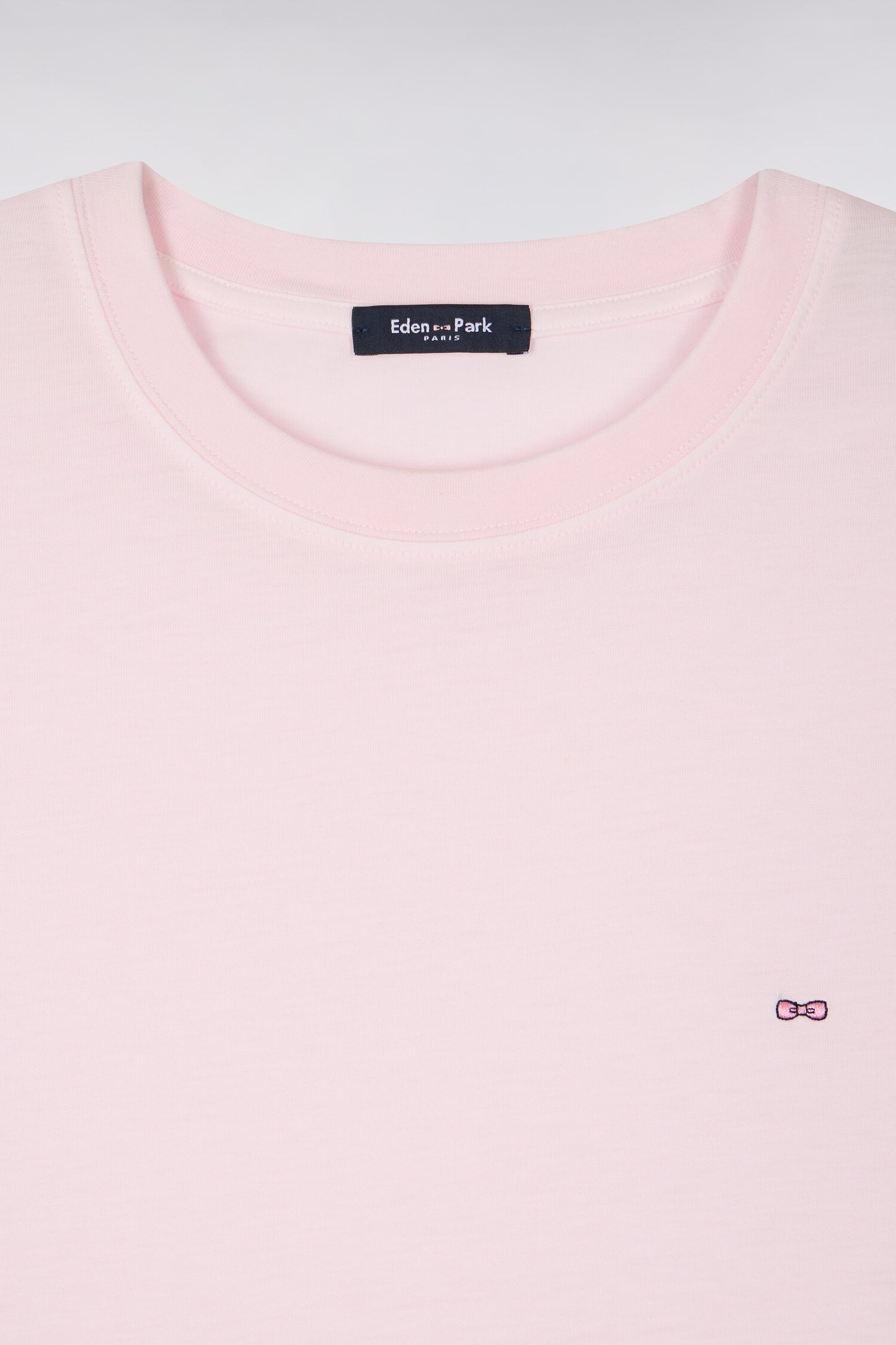 T-shirt à manches courtes en lyocell et coton rose coupe regular