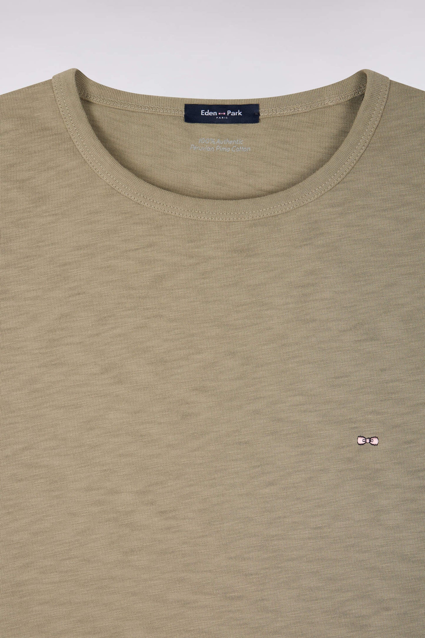 T-shirt à manches courtes en jersey de coton slub kaki coupe regular