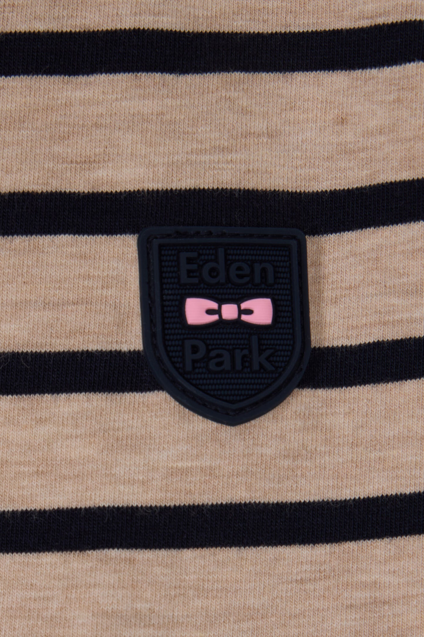 T-shirt à manches courtes en coton stretch rayé beige coupe slim