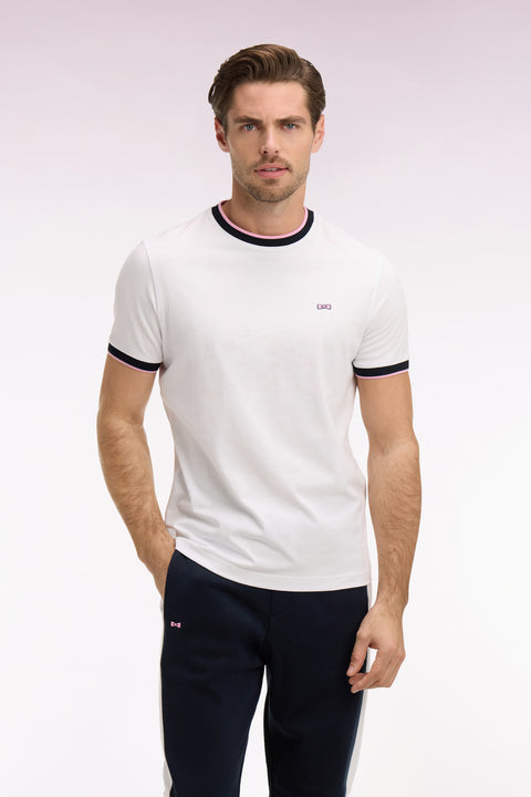 T-shirt à manches courtes en coton blanc brodé coupe regular - Image 3