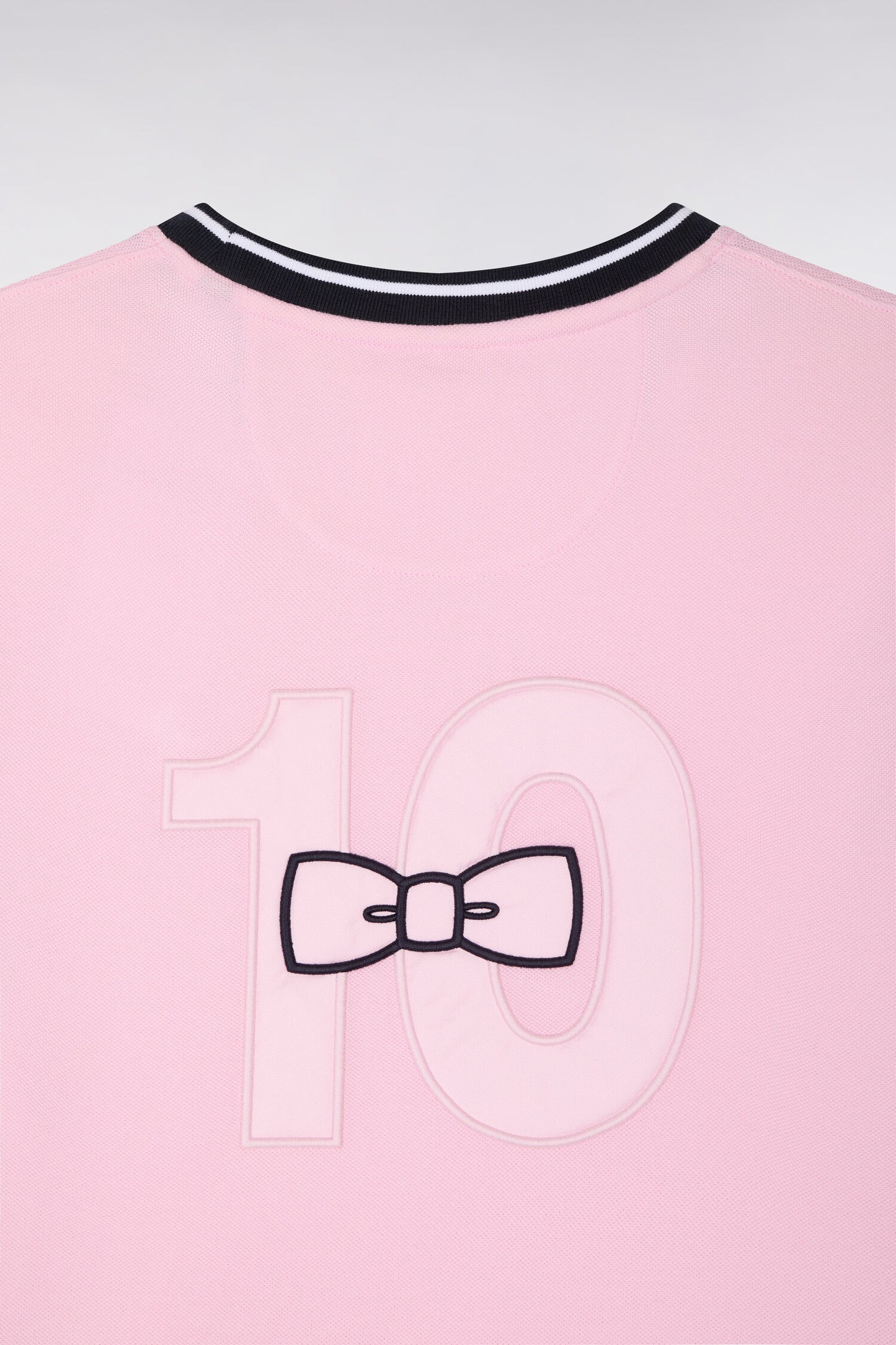 Short-sleeved t-shirt in two-tone pink cotton embroidered regular fit
