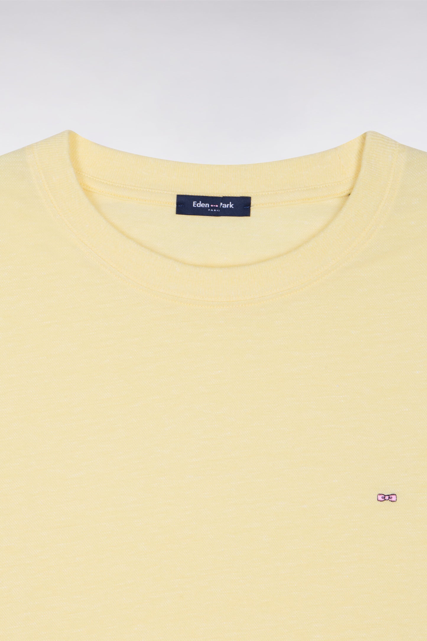 T-shirt à manches courtes en coton et lin jaune coupe regular
