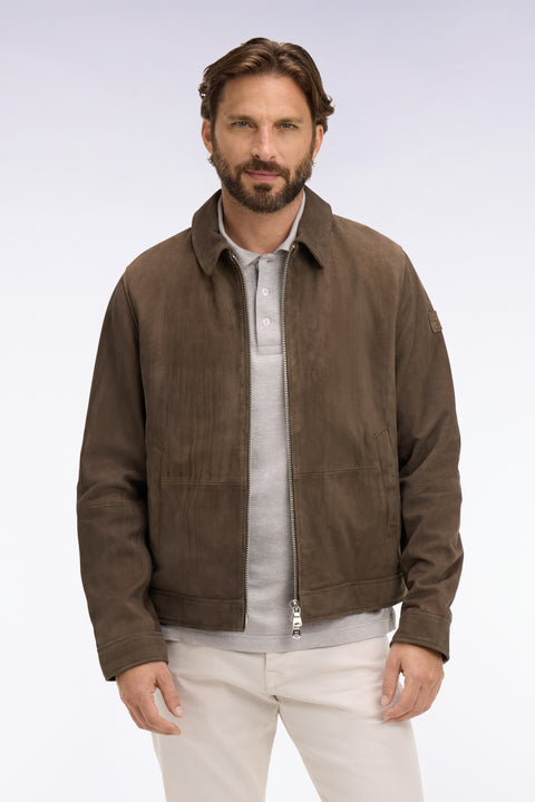 Blouson en croûte de cuir velours marron - Image 3
