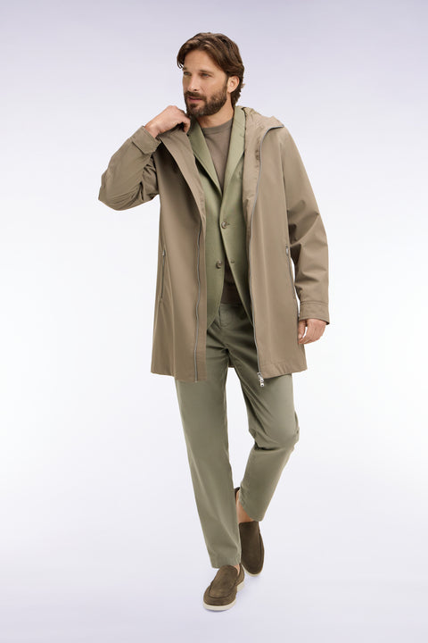 Parka à capuche en nylon beige - Image 1