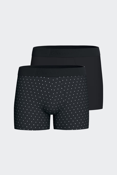 Lot de deux boxers en jersey de coton stretch marine imprimé pois - Image 1