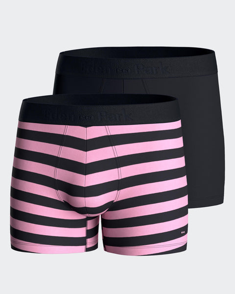 Set of two plain boxer shorts in navy and pink stretch cotton jersey - Image 3