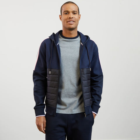 Dark blue bimaterial sweatshirt with tricolour trim - Image 3