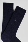 Navy wool and alpaca knee-high socks