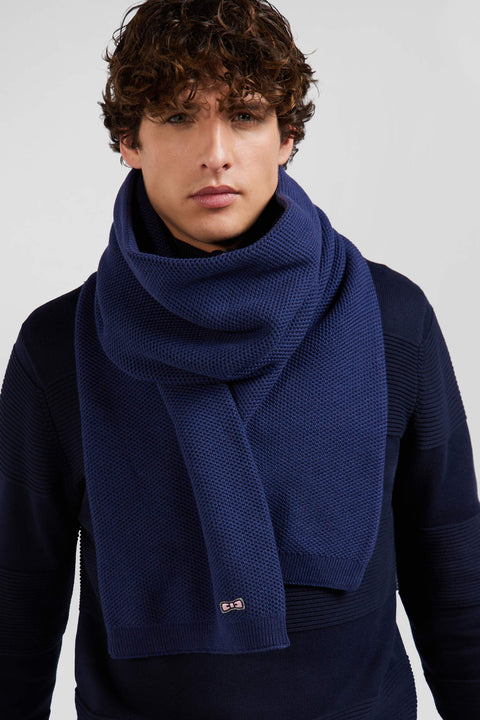 Dark blue plain cotton scarf - Image 2