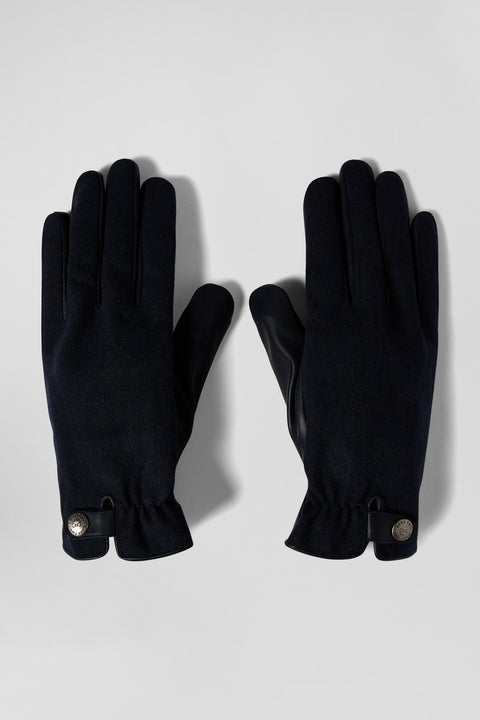 Navy blue smooth leather gloves - Image 1