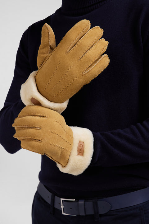Camel shearling leather gloves - Image 2