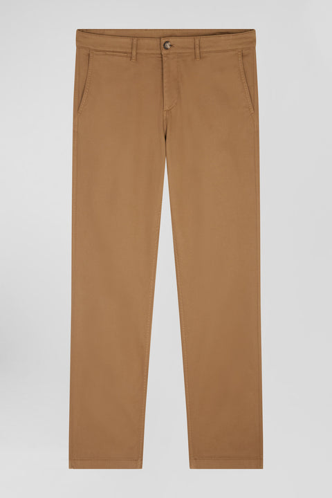 Chino pants in stretch cotton piqué and hazelnut modal, regular fit - Image 2