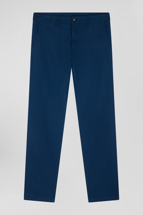 Regular blue stretch cotton piqué and modal chino trousers - Image 2