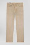 Regular hemp-coloured stretch cotton 5-pocket trousers