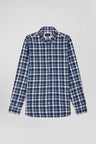 Regular blue checked cotton shirt