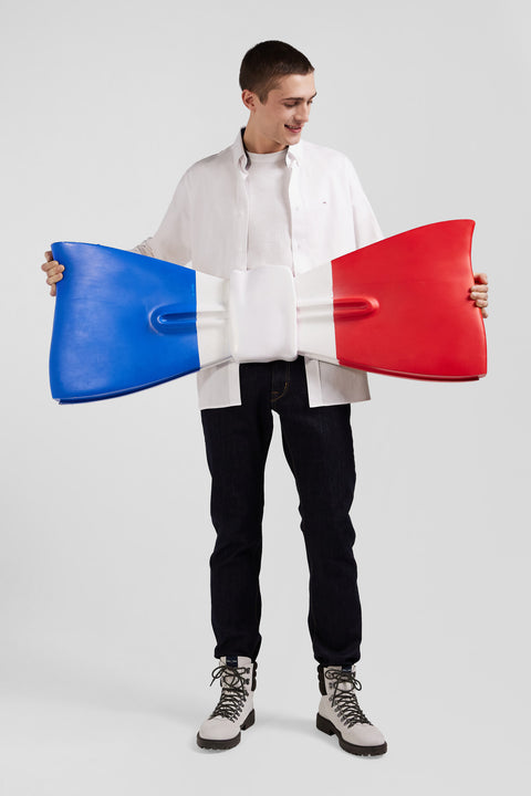 Regular white cotton shirt with back N°10 embroidery - Image 3