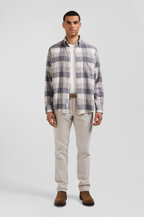 Regular mottled grey checked cotton shirt - Image 1