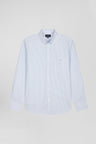 Regular sky blue striped cotton jacquard shirt
