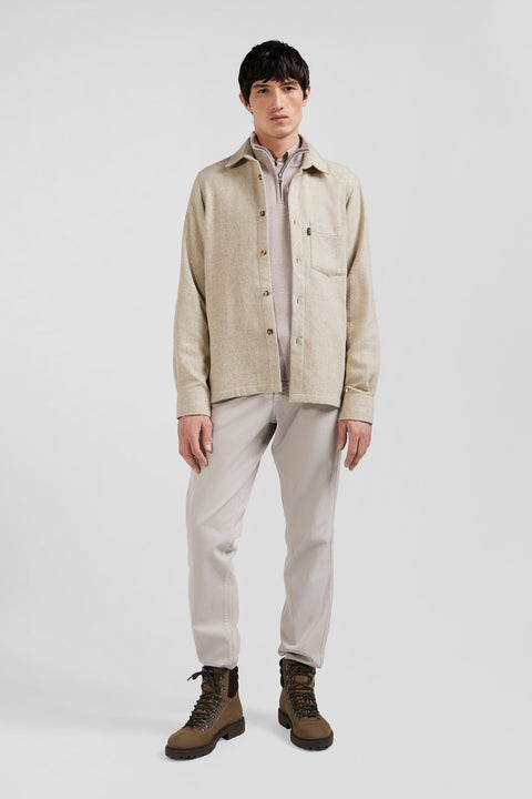 Beige mixed cotton shirt - Image 1