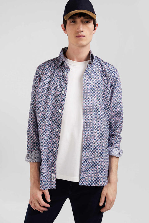 Slim fit cotton shirt with sky micropatterns - Image 3