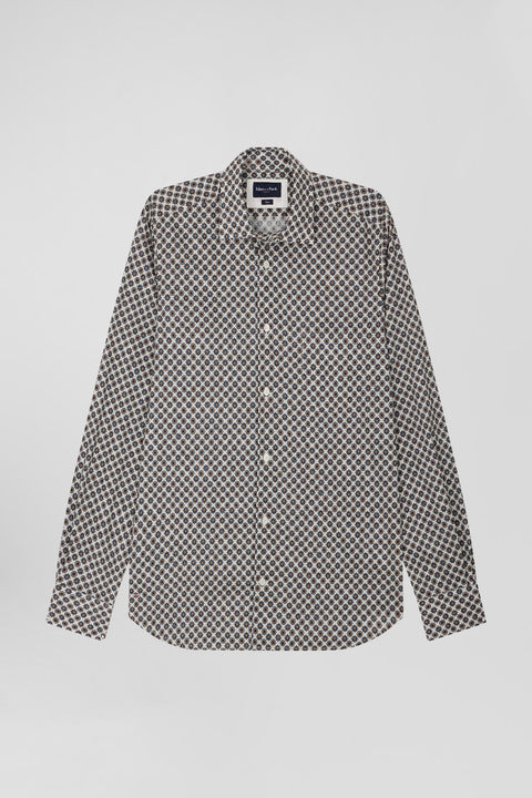 Slim-fit cotton shirt with off-white micro patterns - Image 1