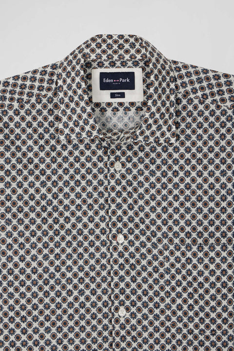 Slim-fit cotton shirt with off-white micro patterns - Image 3