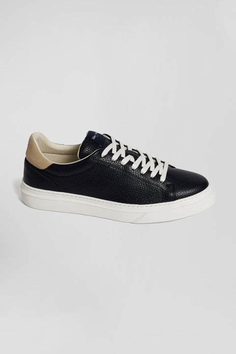 Navy low-top leather sneakers - Image 1