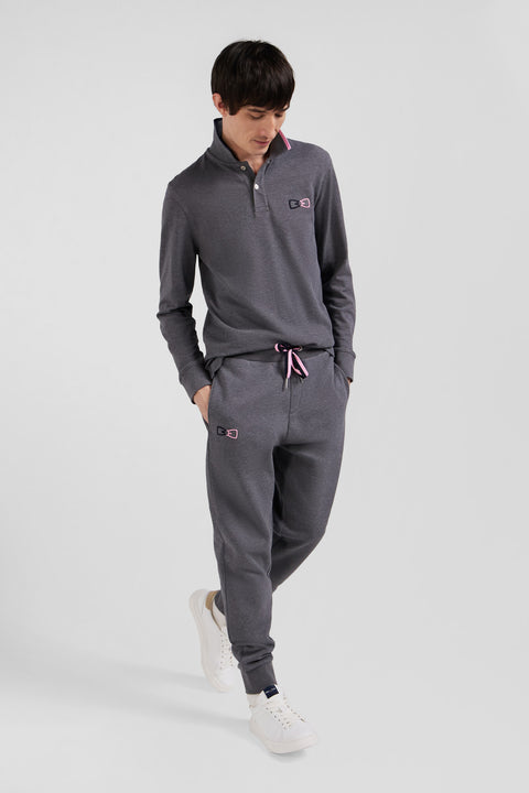 Regular grey brushed cotton fleece jogging bottoms - Image 3