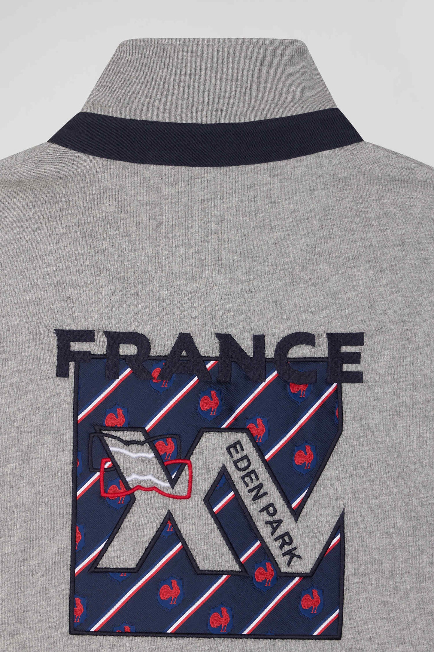 Regular grey long-sleeved cotton rugby shirt