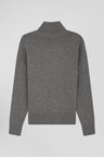 Relaxed anthracite grey wool and cotton turtleneck jumper