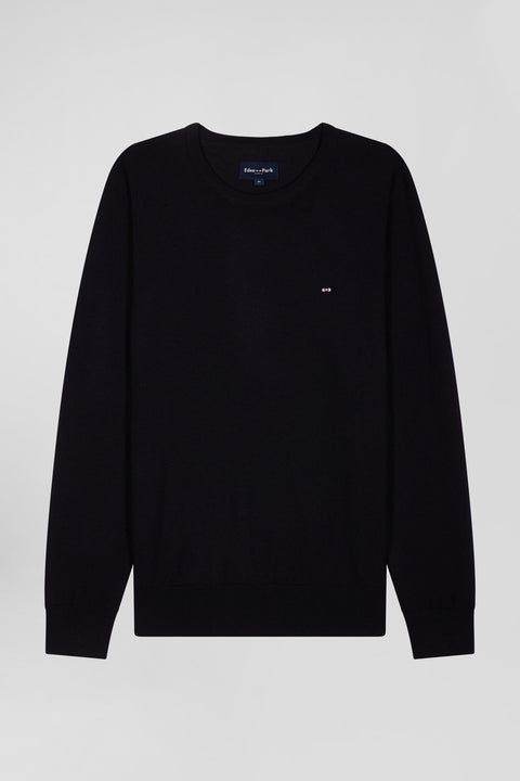 Regular navy blue merino wool V-neck jumper - Image 2