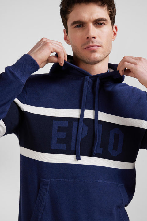 Regular dark blue hooded jumper with EP10 jacquard - Image 3