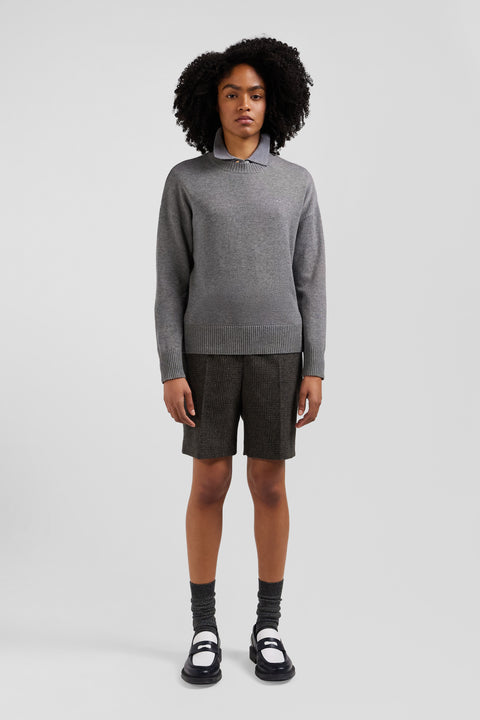 Relax dark grey wool and cotton crew neck jumper - Image 1