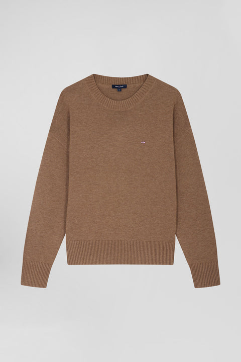 Relax brown wool and cotton crew neck jumper - Image 2