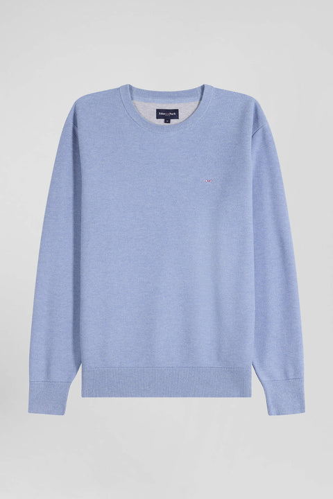 Regular sky blue cotton crew neck jumper - Image 2