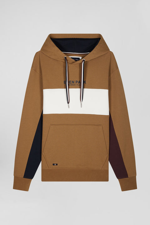 Colorblock hooded sweatshirt in hazelnut cotton Relaxed fit - Image 2