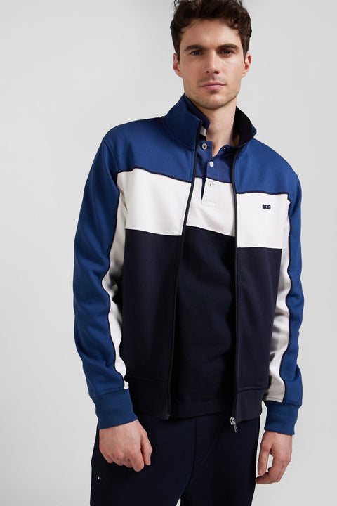 Regular blue tricolor zipped cotton blend sweatshirt - Image 3