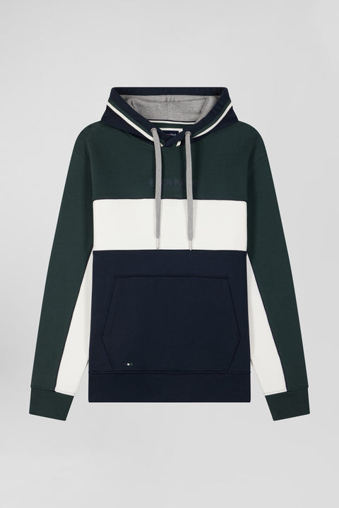Relaxed green tricolor cotton hoodie - Image 2
