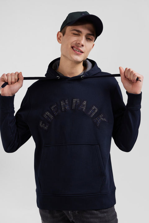 Relaxed navy blue cotton blend hoodie - Image 3