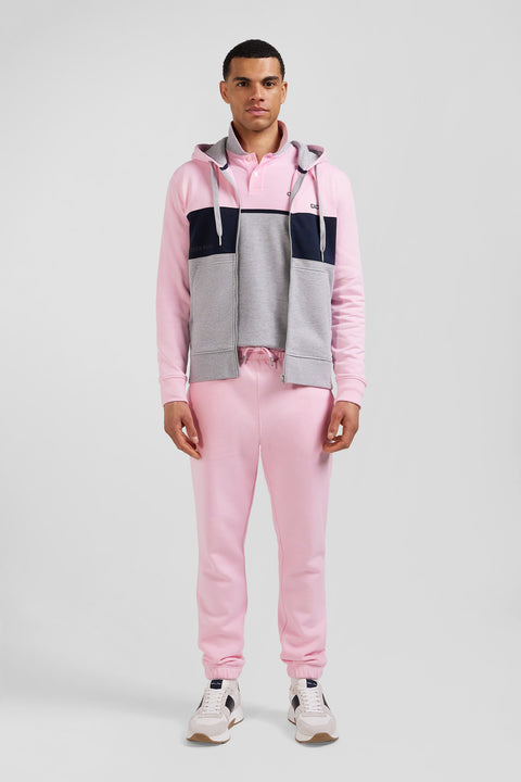 Regular pink colorblock zipped cotton hoodie - Image 1