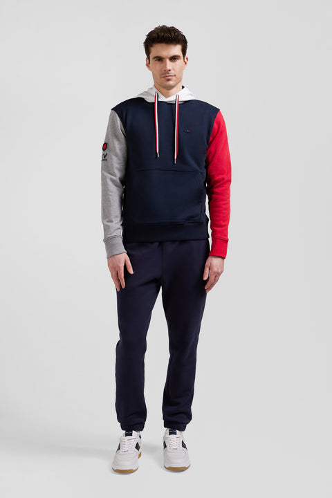 Regular navy colorblock XV de France cotton hoodie - Image 1
