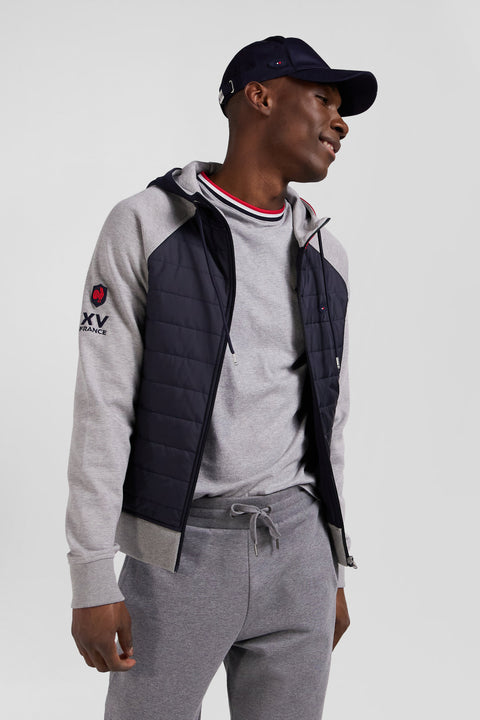 XV de France hooded sweatshirt with zip in cotton blend and grey trimming Regular cut - Image 3