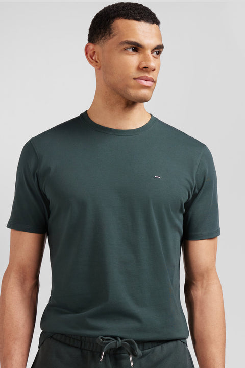 Regular green Pima cotton short-sleeved T-shirt - Image 3