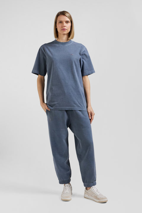 Oversize grey unisex short-sleeved T-shirt in overdyed cotton - Image 1