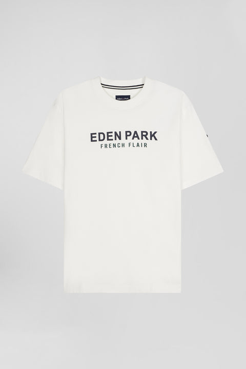 Oversize ecru Eden Park French Flair cotton short-sleeved T-shirt - Image 2