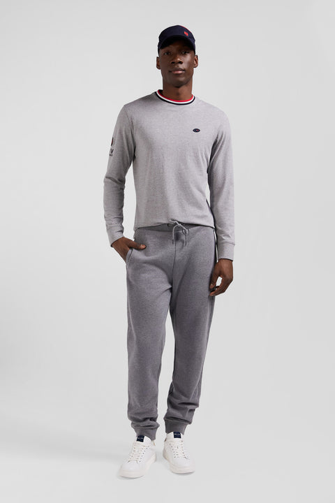 Regular grey XV de France long-sleeved cotton T-shirt - Image 1