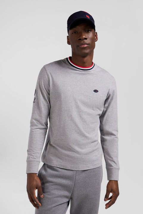 Regular grey XV de France long-sleeved cotton T-shirt - Image 3