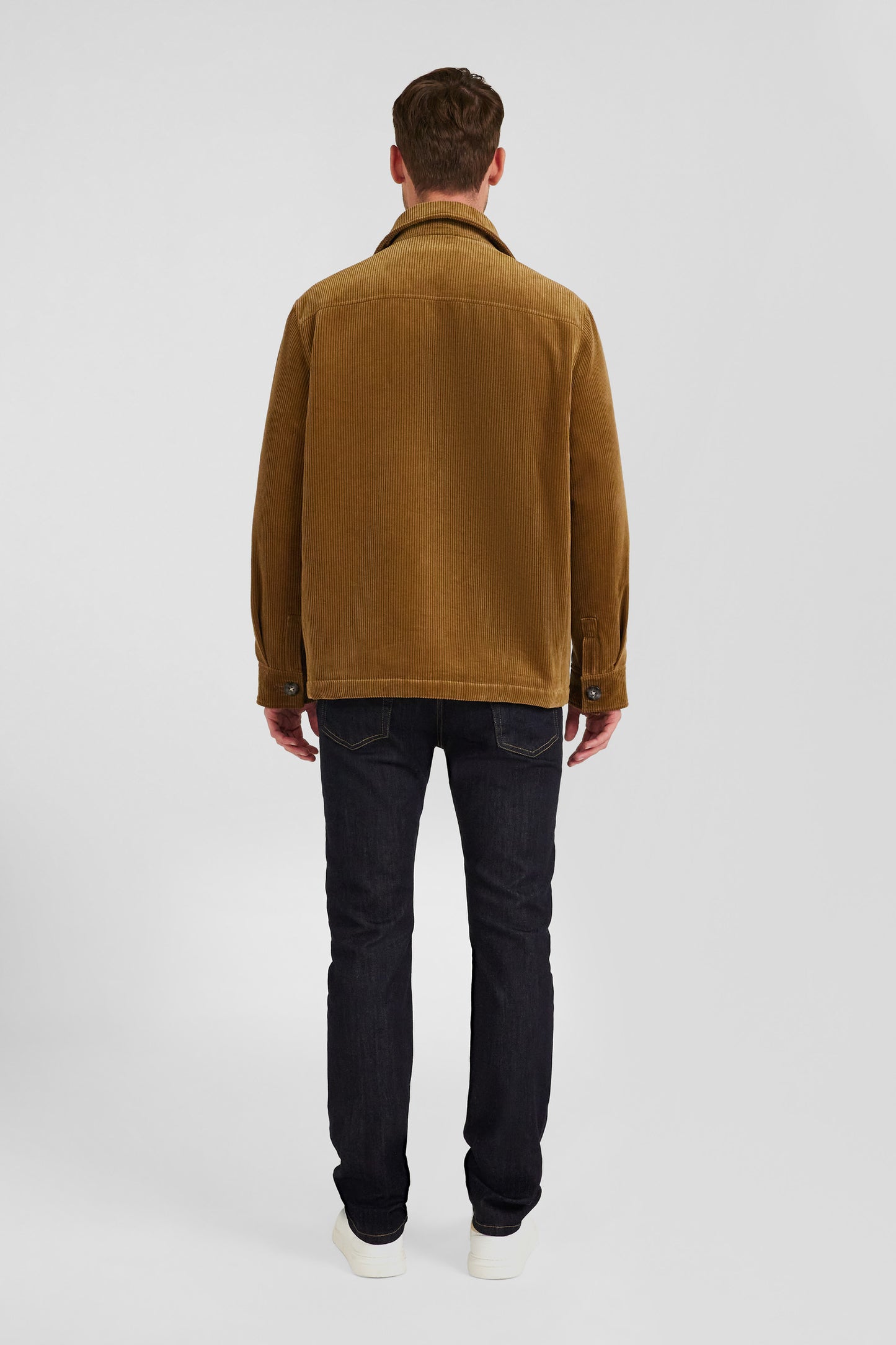 Hazelnut cotton blend check overshirt