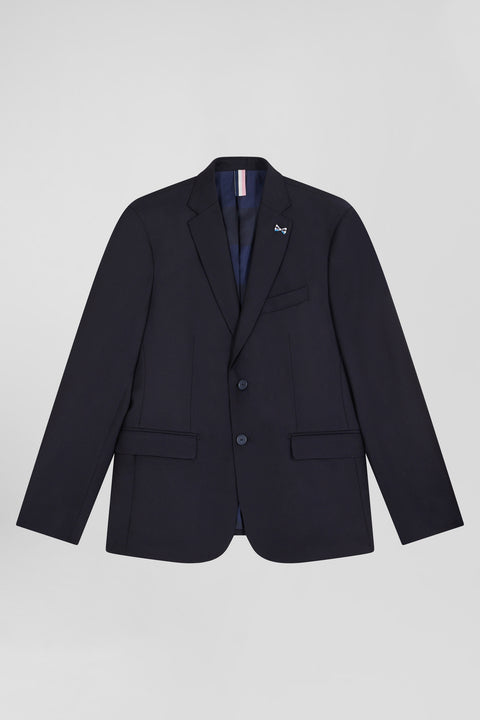 Navy blue wool blazer with striped lining Modern fit - Image 1